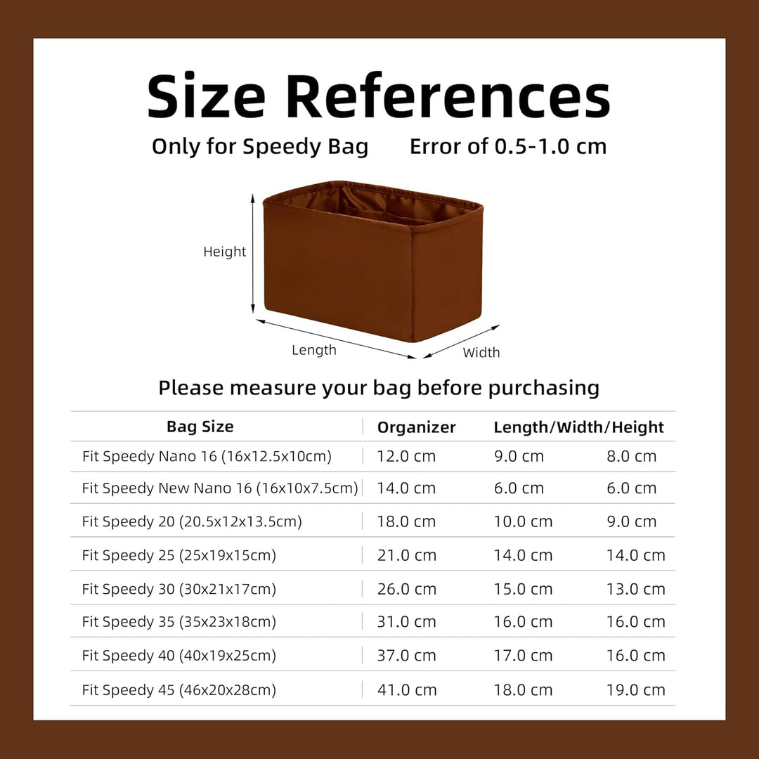 DGAZ Handtasche Tasche Organizer, Seide Innentaschen für LV Speedy Nano/20/25/30/35/40/45 Tasche, Le