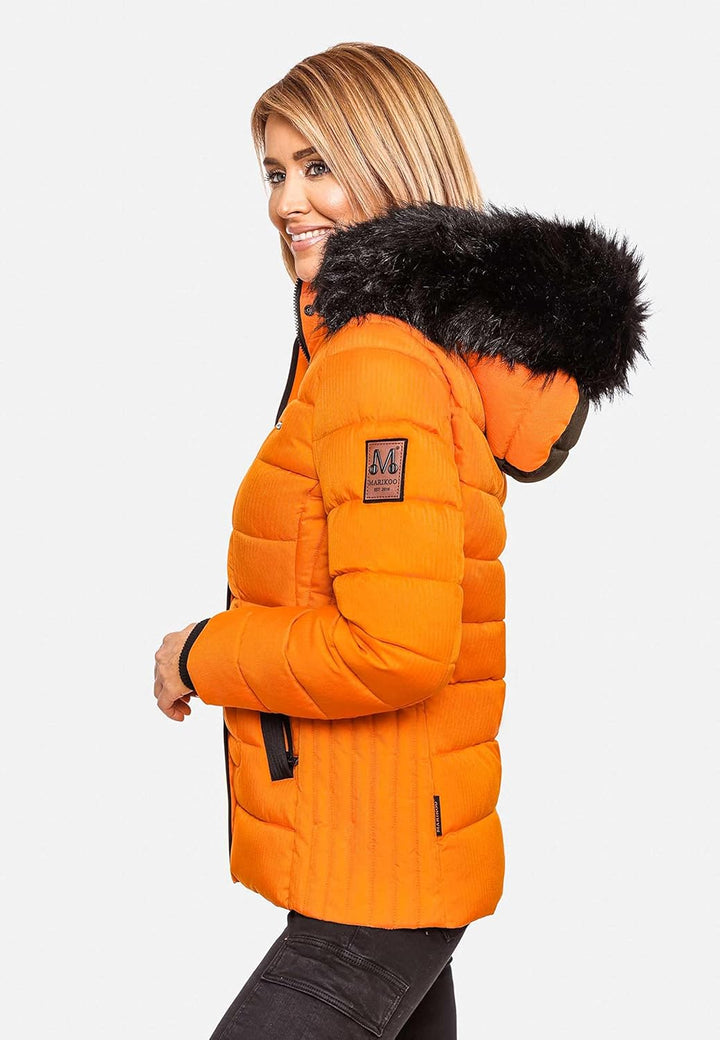 MARIKOO Damen warme Winter Steppjacke mit Kapuze Unique XS-XXL XS Burnt Orange, XS Burnt Orange