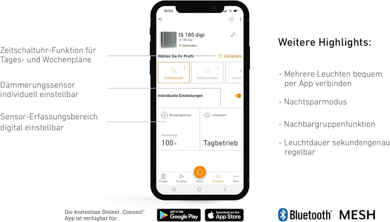 Steinel Bewegungsmelder IS 180 Digi anthrazit, 180° Erfassung, 8 m Reichweite, smarte Bluetooth Mesh