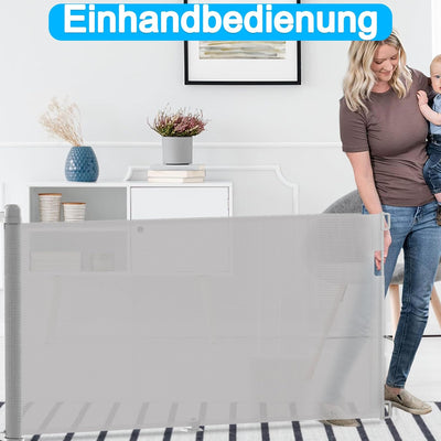 TANYEAR Türschutzgitter Rollo Treppenschutzgitter Ausziehbar 0-300 cm Treppenschutzrollo Hundebarrie
