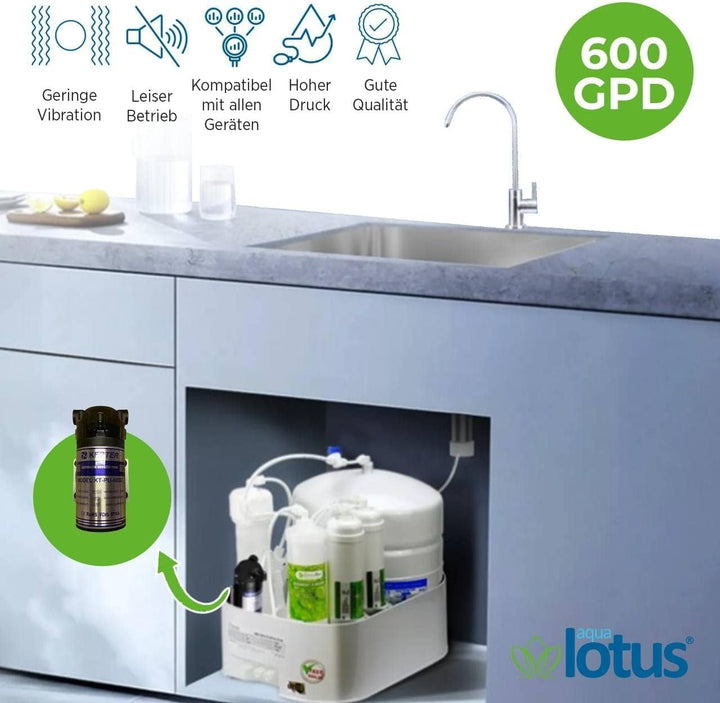 Booster Pumpe Umkehrosmose Wasserfilter Anlage 75-200-400-600 GPD (600gpd), 600gpd