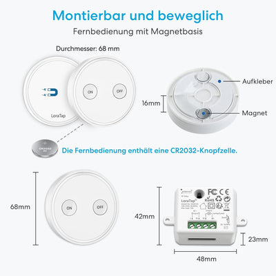 Lichtschalter Funkschalter Set mit Fernbedienung (drei Fernbedienungen mit zwei Empfänger)