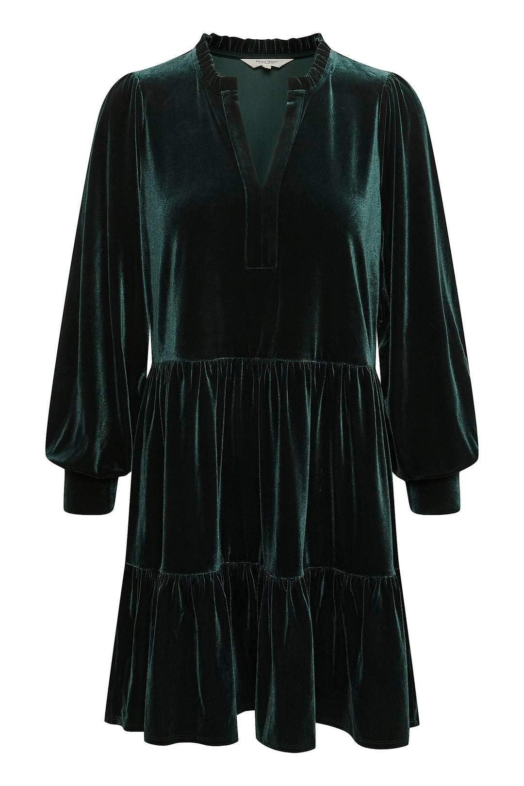 Part Two Damen Damenkleid mit Langen Ärmeln, Über Knielänge, mit Flared, V-Notch Kleid M Green Gable