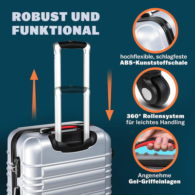 Monzana® Koffer Baseline Handgepäck ABS Hard Case Gehäuse gummierte Rollen Teleskopgriff Zahlenschlo