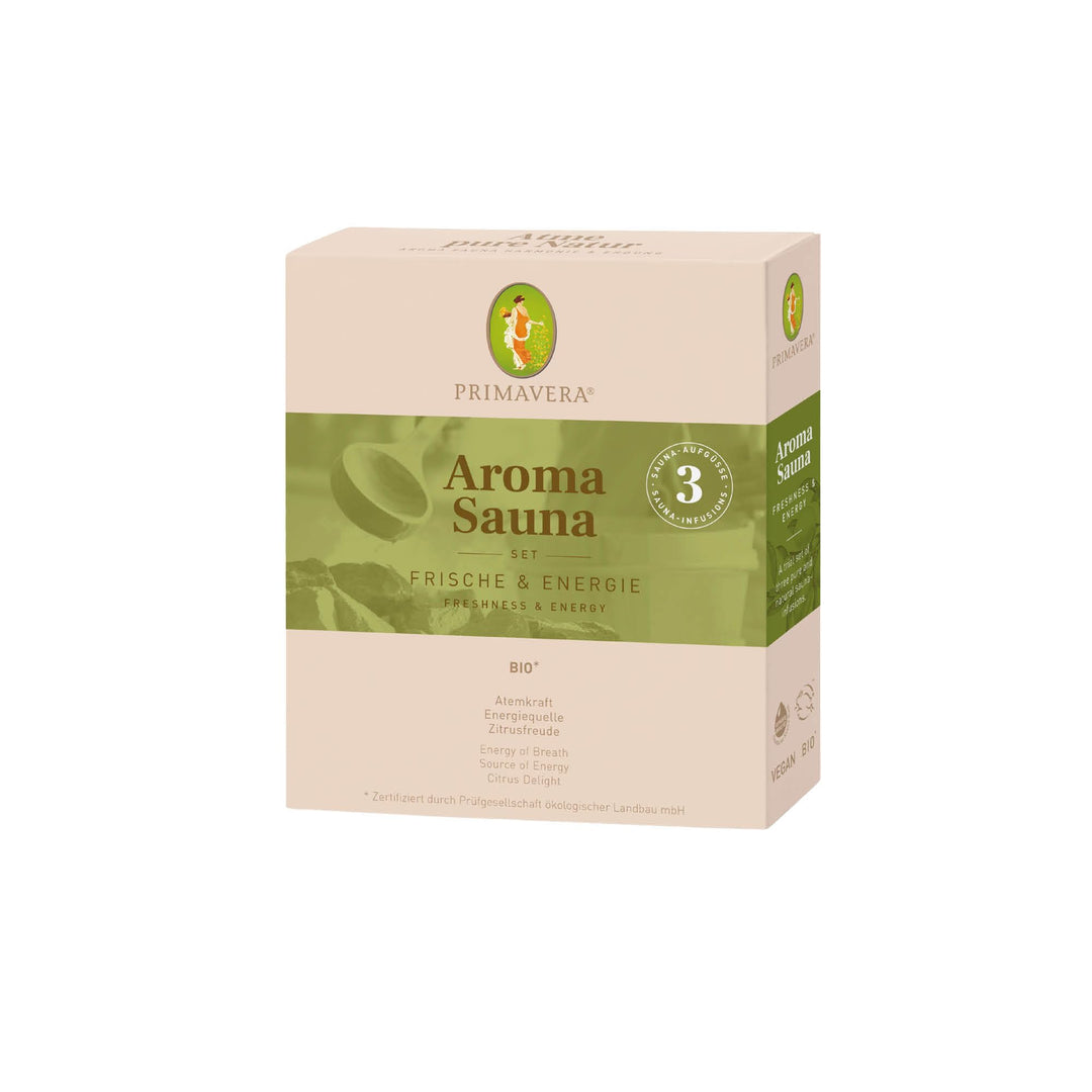 PRIMAVERA Set Aroma Sauna Frische & Energie bio 3 x 10 ml – Atemkraft, Energiequelle, Zitrusfreude –
