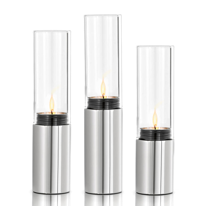 Blomus 65090 Windlichter-Set Faro, Edelstahl poliert, 3 teilig Edelstahl Poliert/ Klares Glas Single