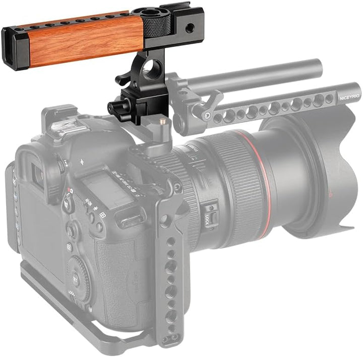 NICEYRIG NATO Griff Kamera Griff Holzgriff mit 15mm Rod klemme Schuhhalter Aufnahmebohrung für ARRI