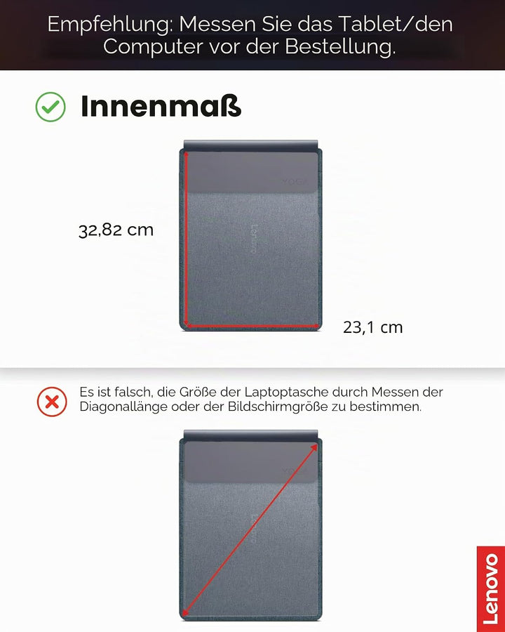 Lenovo Yoga Laptophülle|14,5 Zoll|Magnetverschluss|schlank & leicht, aus recycelten Materialien|Sepa