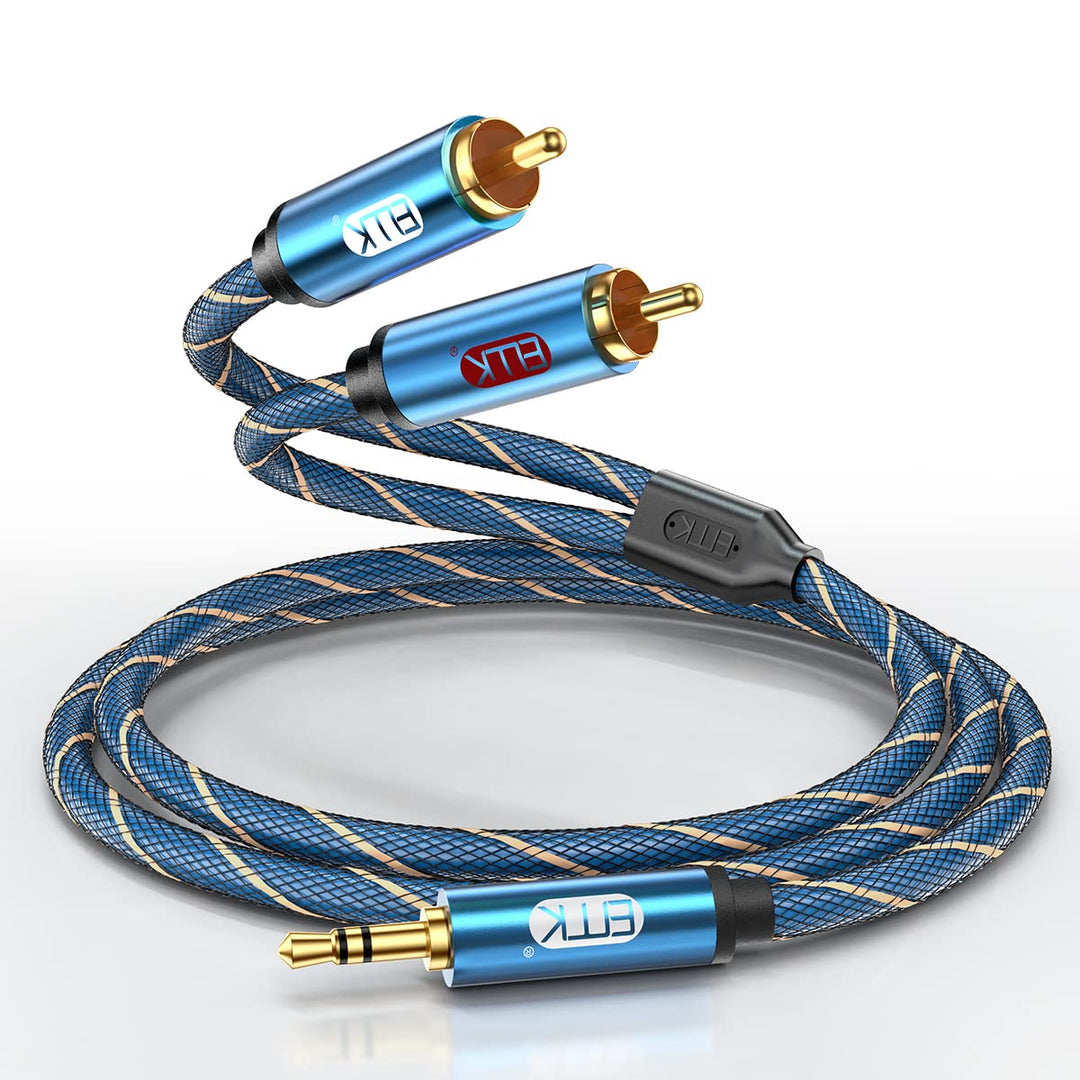 EMK Cinch Kabel, AUX 3,5mm klinke auf 2RCA Audiokabel Stereo Audio Y Geflochtener Nylon RCA Kabel Ja