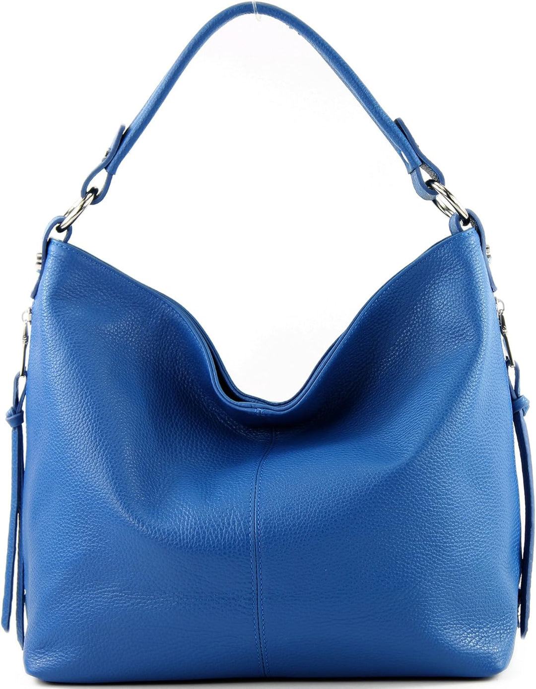 modamoda de - ital. Damen Schultertasche Henkeltasche aus Leder T160 Blau2021, Blau2021