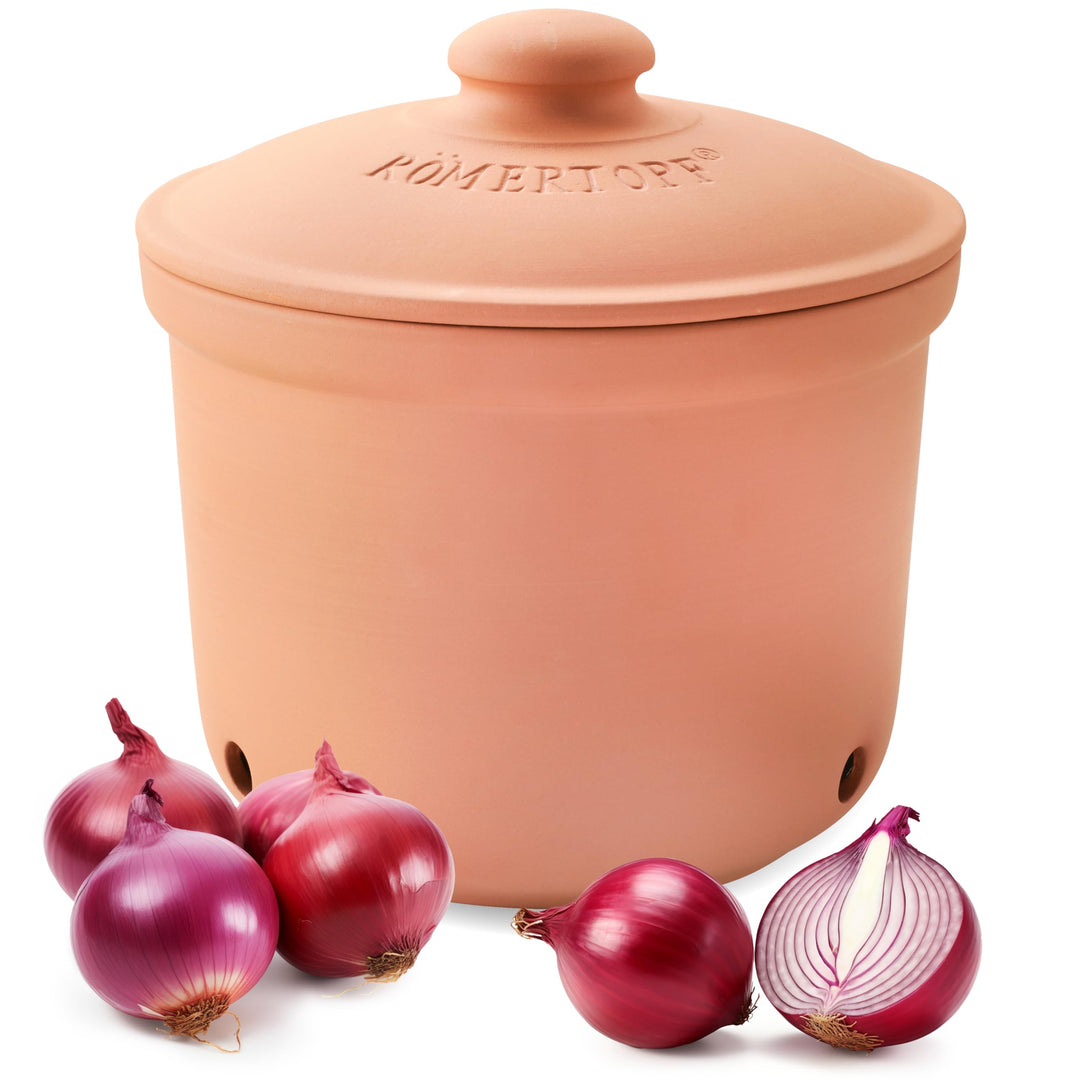 Römertopf Zwiebeltopf aus Naturton Frische-Topf Maxi Keramik Vorratstopf 2,8 Liter 1,9 Kg, 1,9 Kg