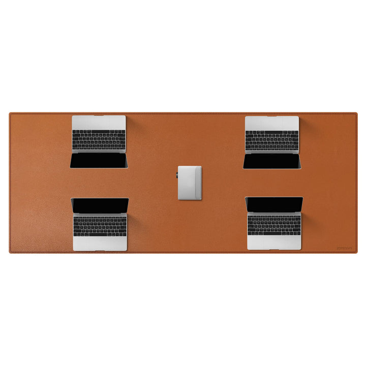 ZORESYN Schreibtischunterlage 170x70cm (Braun) - XXL PU Leder Matte für Homeoffice & Konferenzen - r
