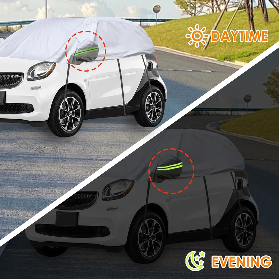 Halbgarage Autoabdeckung Wasserdicht Passend für Smart Fortwo 2006-2025, 300D Atmungsaktiv Autoplane