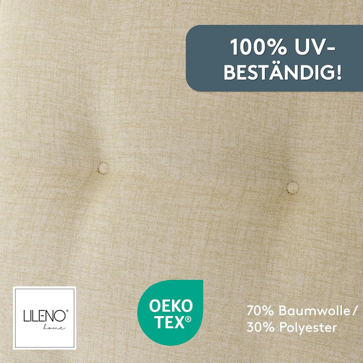 LILENO HOME Gartenstuhl Auflagen als [2er Set - Niedriglehner] in Beige - Bequeme Liegen als Sitzauf