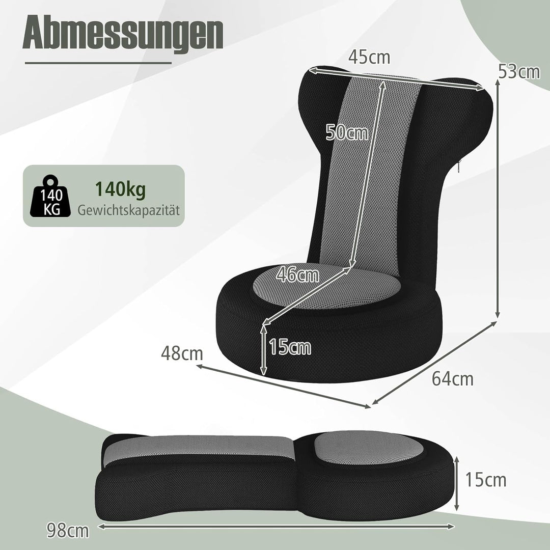 GOPLUS Bodenstuhl, Bodensofa mit Verstellbarer Kopfstütze & Rückenlehne, Bodensessel klappbarer mit