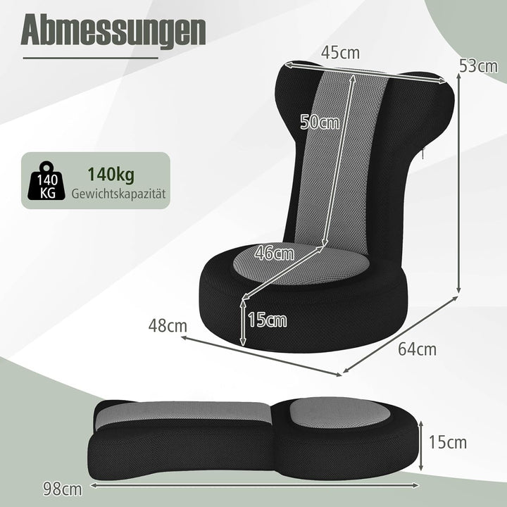 GOPLUS Bodenstuhl, Bodensofa mit Verstellbarer Kopfstütze & Rückenlehne, Bodensessel klappbarer mit