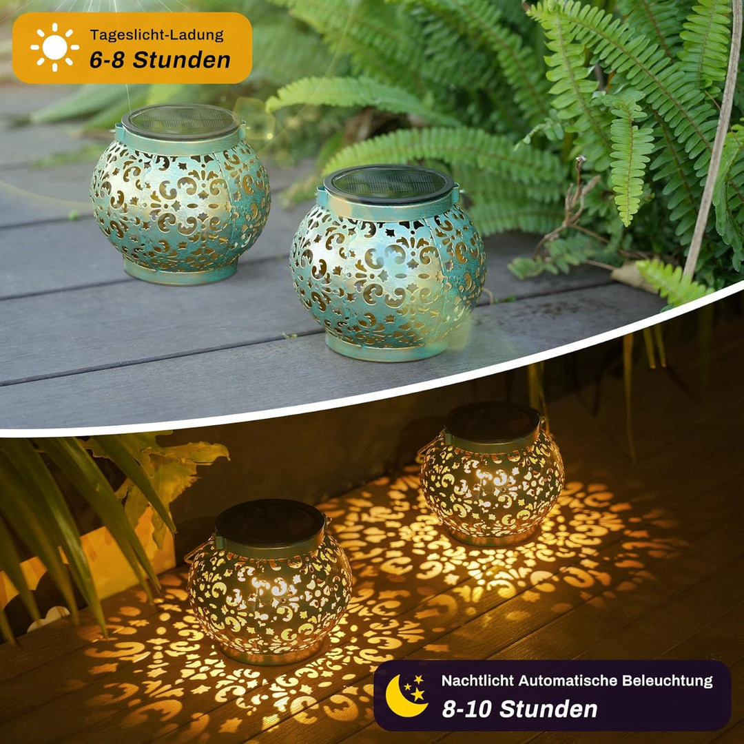 JOYCREATOR Solarlaterne für Aussen Hängend & Stehend, 2 Stück Solarlampen für Aussen Garten IP65 Was