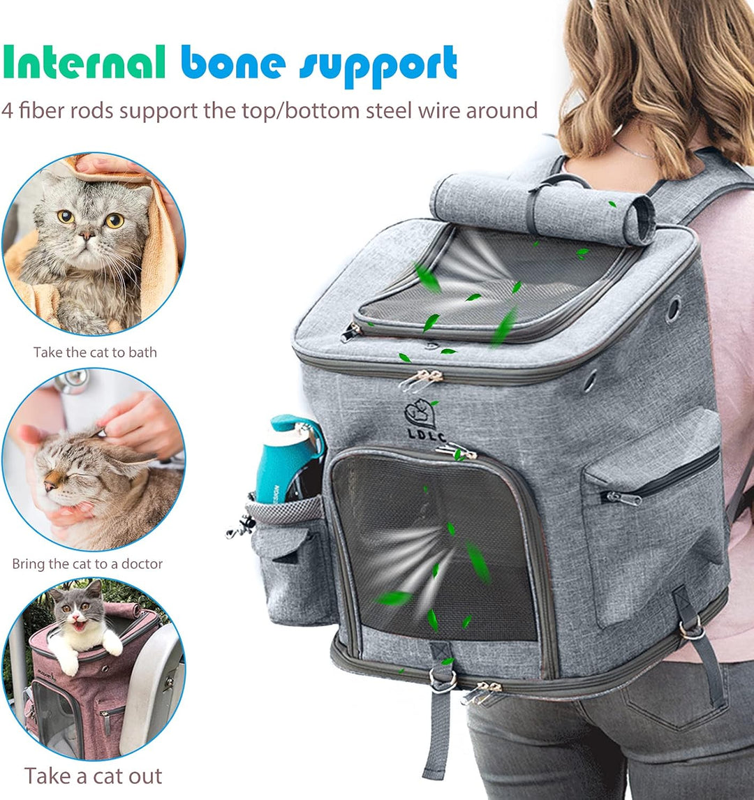 PETCUTE Hunderucksack,Faltbarer Katzenrucksack für Katzen und Hunde mit Abnehmbare Matte,Atmungsakti