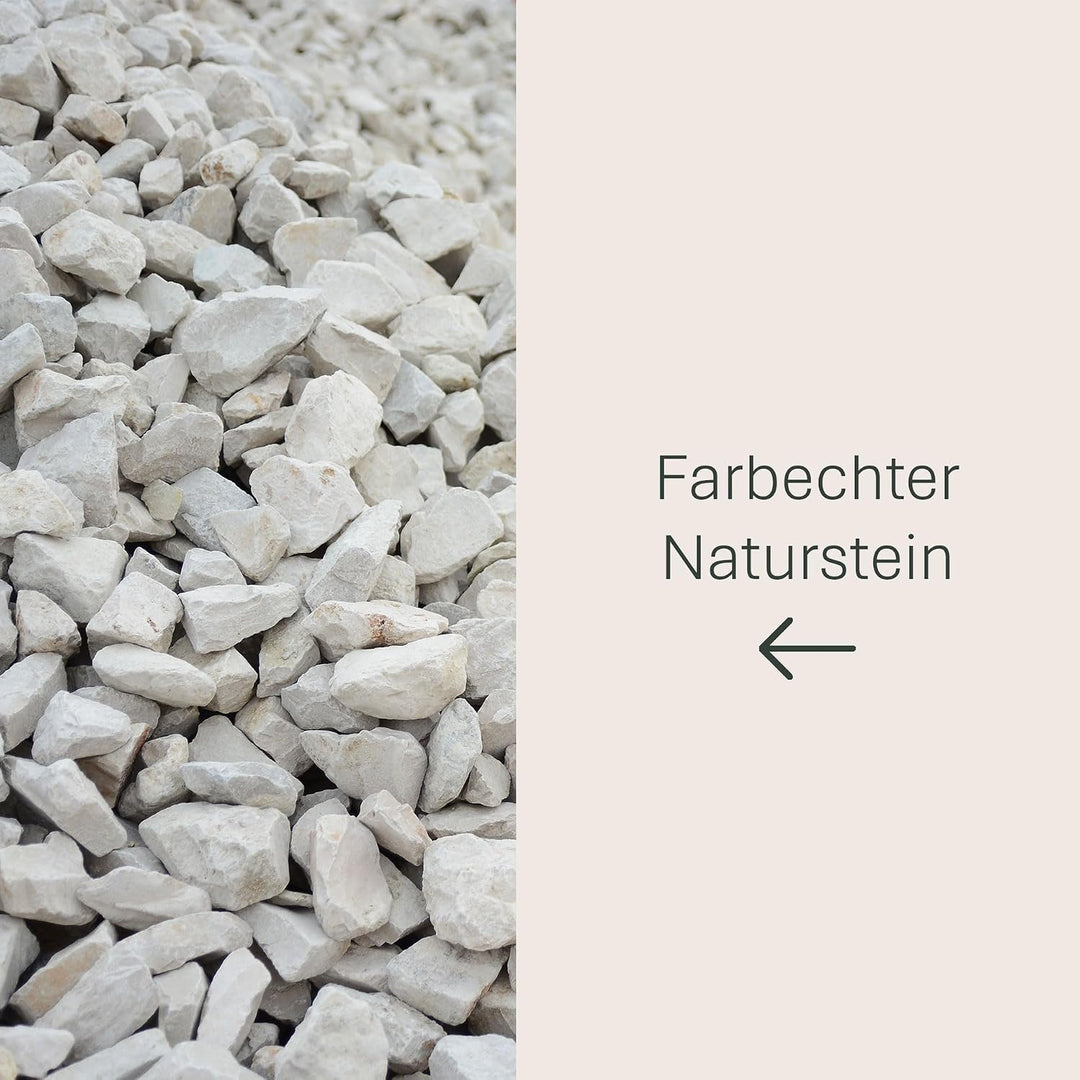 Schicker Mineral Kalk Ziersplitt beige 25 kg, Kalksplitt Yellow Sun, Deutscher Naturstein, farbecht,