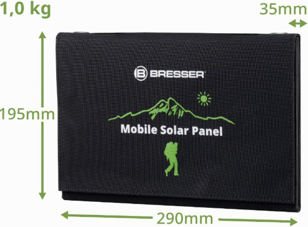 Bresser Solar Ladegerät 21W mit USB-A- und DC-Anschluss inkl. Adaptern, Solar-Panel als Ladegerät fü