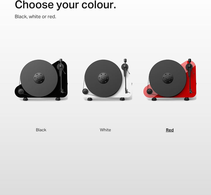 Pro-Ject VT-E R, Vertikaler Plug&amp;Play Plattenspieler, Rechtshänder (Rot), Rot