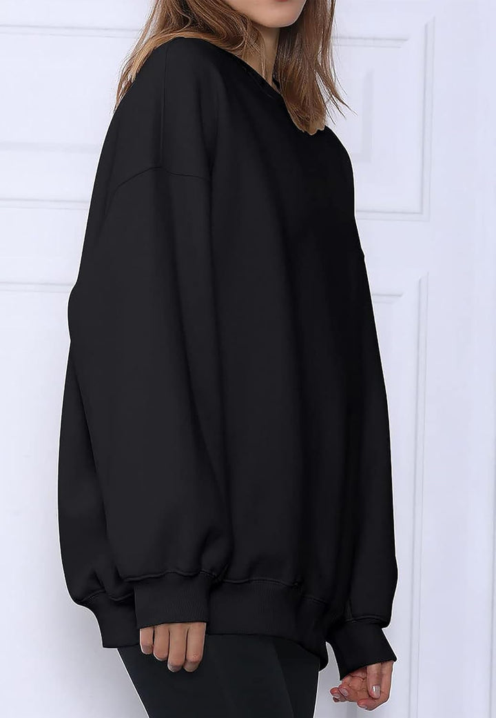 Timuspo Pullover Damen Oversize Langarm Fleece Rundhalsausschnitt Sweatshirt Herbst Winter Frauen Mä
