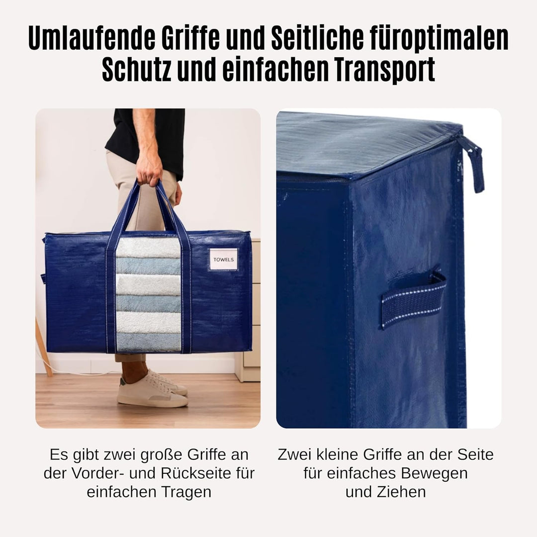 VENO Extra Grosse Umzugstasche, Aufbewahrungstaschen mit Reissverschluss,Aufbewahrungsbox mit Deckel