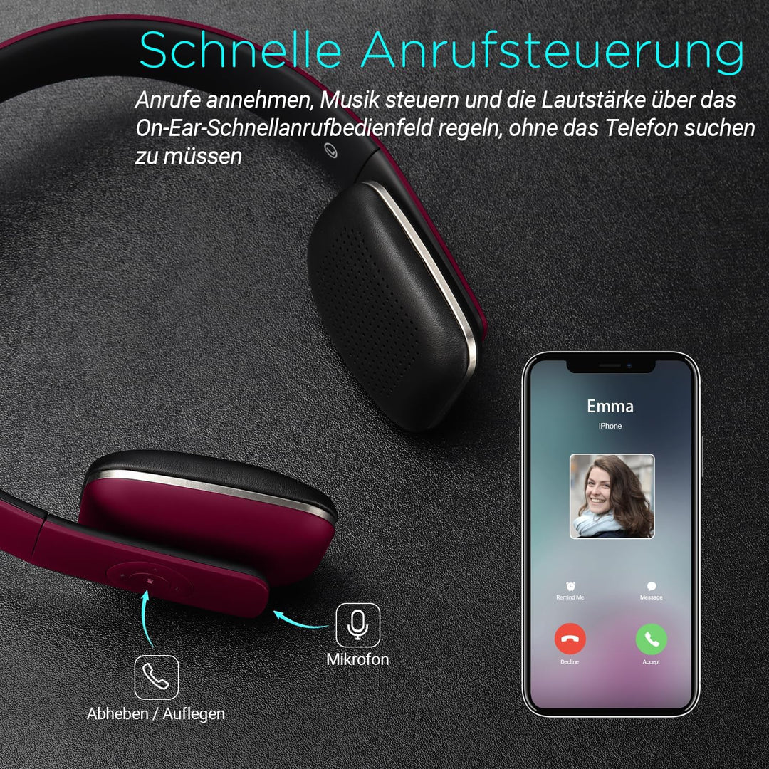 August EP636 - Bluetooth v4.1 NFC Kopfhörer - kabellose Bluetooth Stereo Kopfhörer mit Freisprechfun