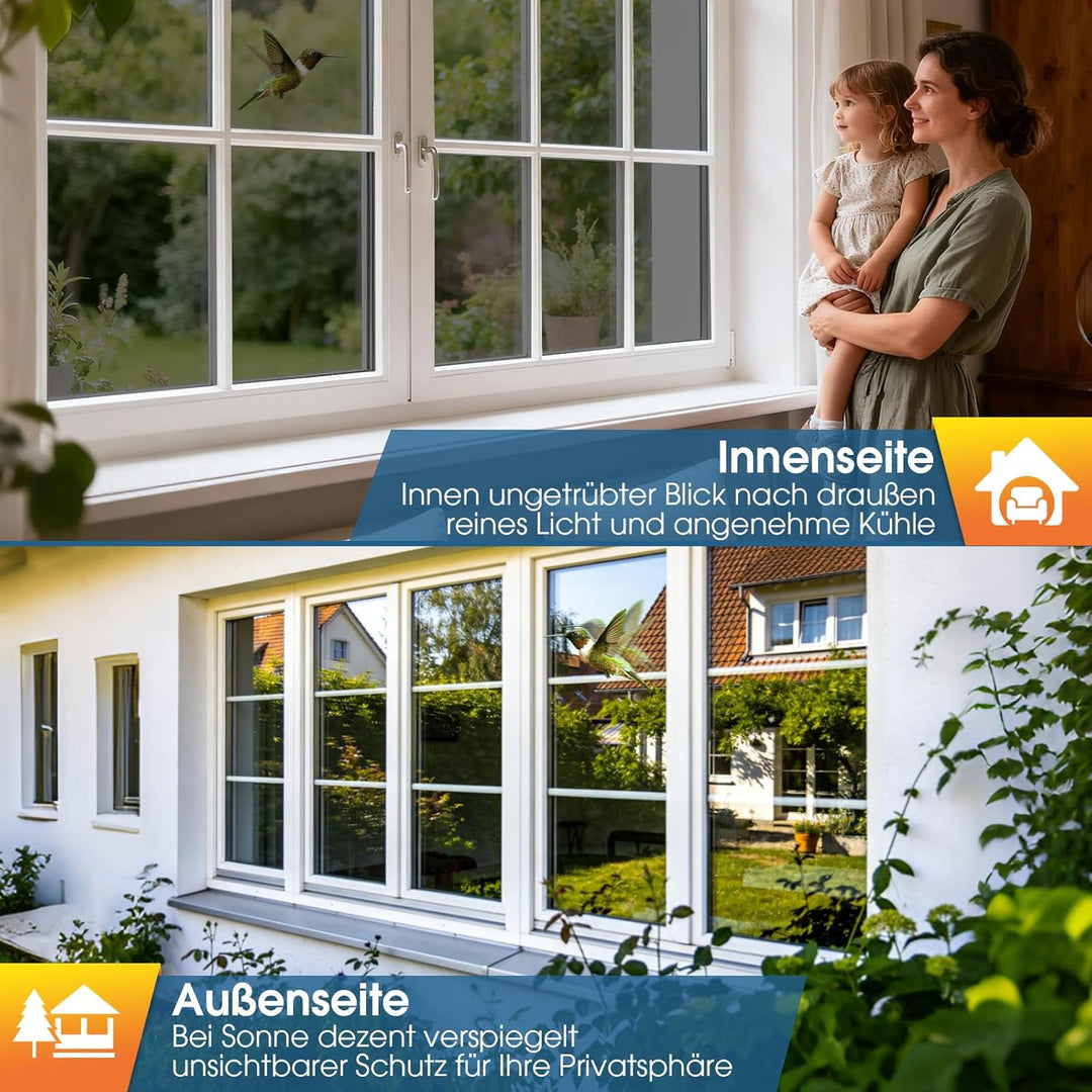 Lifetree Fensterfolie Spiegelfolie Wärmereflektion Selbstklebend Sonnenschutzfolie Wärmegrad Kontrol