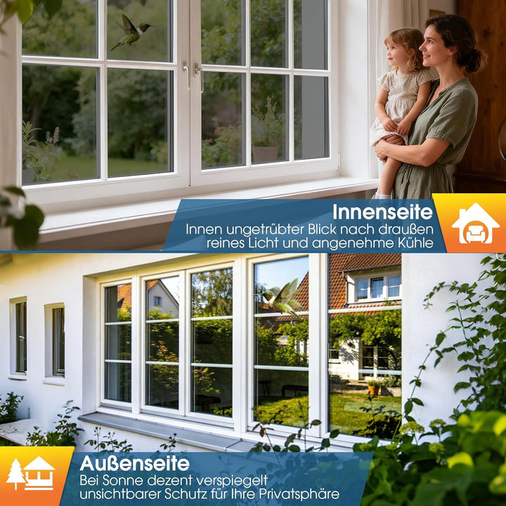 Lifetree Fensterfolie Spiegelfolie Wärmereflektion Selbstklebend Sonnenschutzfolie Wärmegrad Kontrol