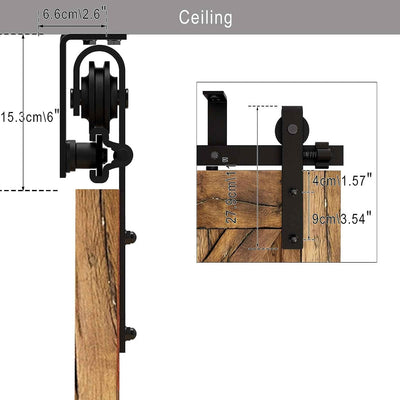 6FT/1.8M Deckenhalterung Schiebetür für Scheunentore, L-förmiges Halterungssystem, Passend für 60 cm