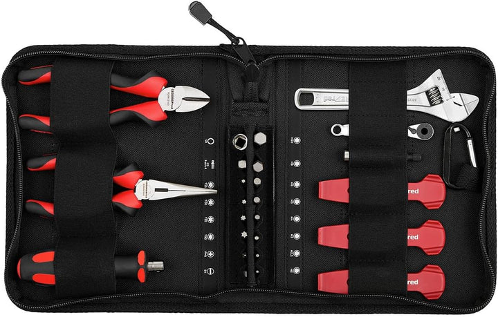 GEDORE red Fahrrad Werkzeugset Profi für die Werkstatt, 25-teilig, Rollgabelschlüssel, Bitschraubend