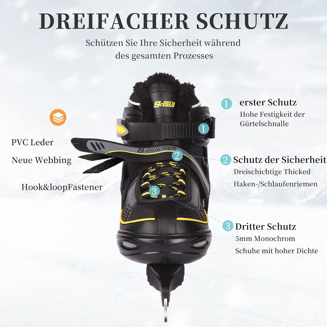 Verstellbare Schlittschuhe, Eislauf Schuhe für Damen,Herren und Kinder mit Edelstahl Eislaufschuhe,S