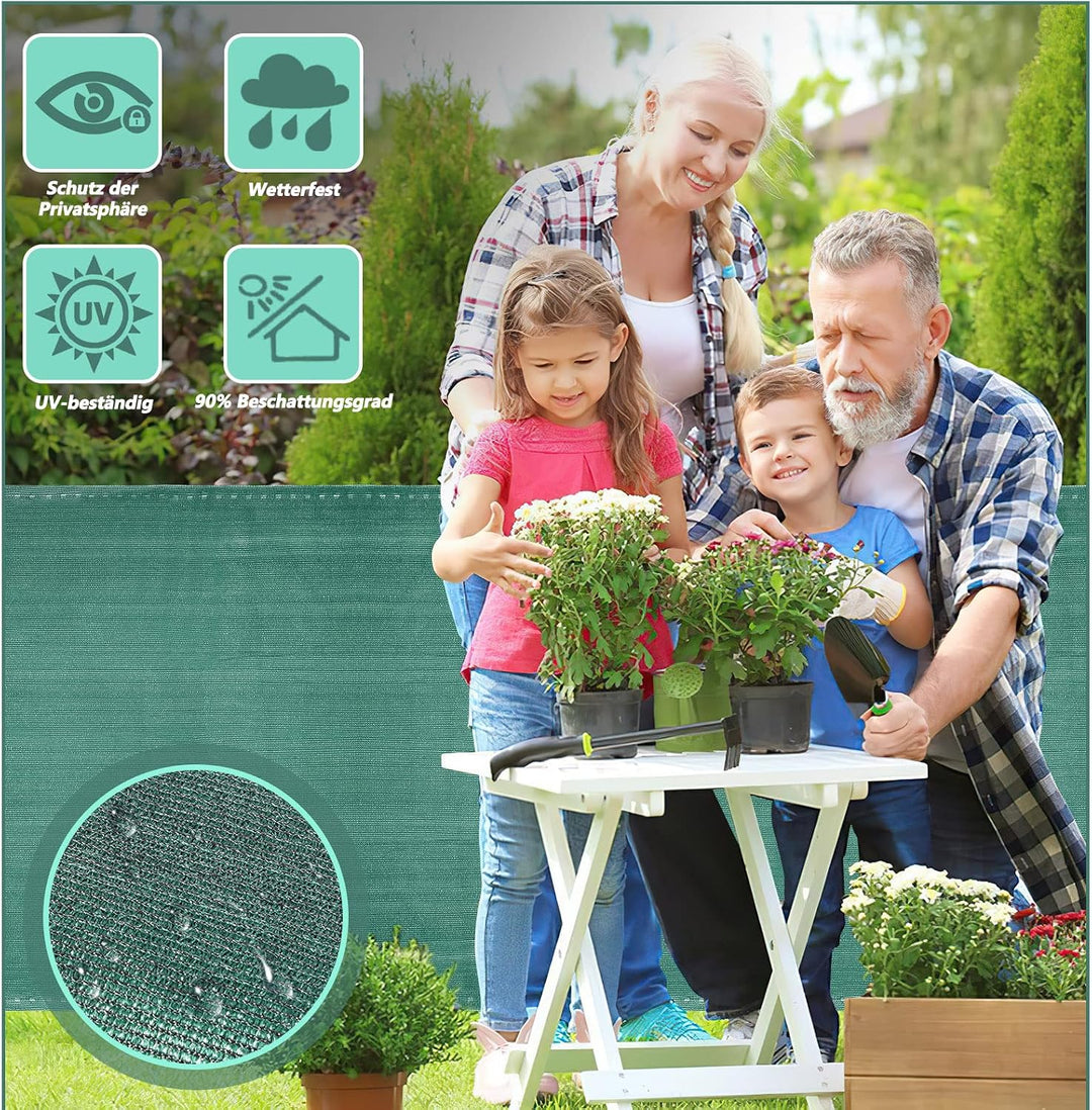 Sichtschutz Zaun 1,8 x 10 m, Windschutz Balkon Garten, HDPE 150 g/m², blickdichtes Zaunnetz mit Ösen