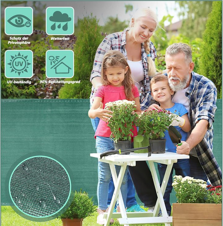 Sichtschutz Zaun 1,8 x 10 m, Windschutz Balkon Garten, HDPE 150 g/m², blickdichtes Zaunnetz mit Ösen