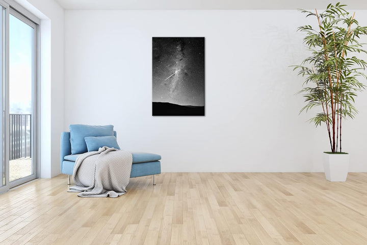 deyoli ein fallender Stern am Himmel Effekt: Schwarz&Weiss, Format: 80x60 als Leinwandbild, Motiv fe