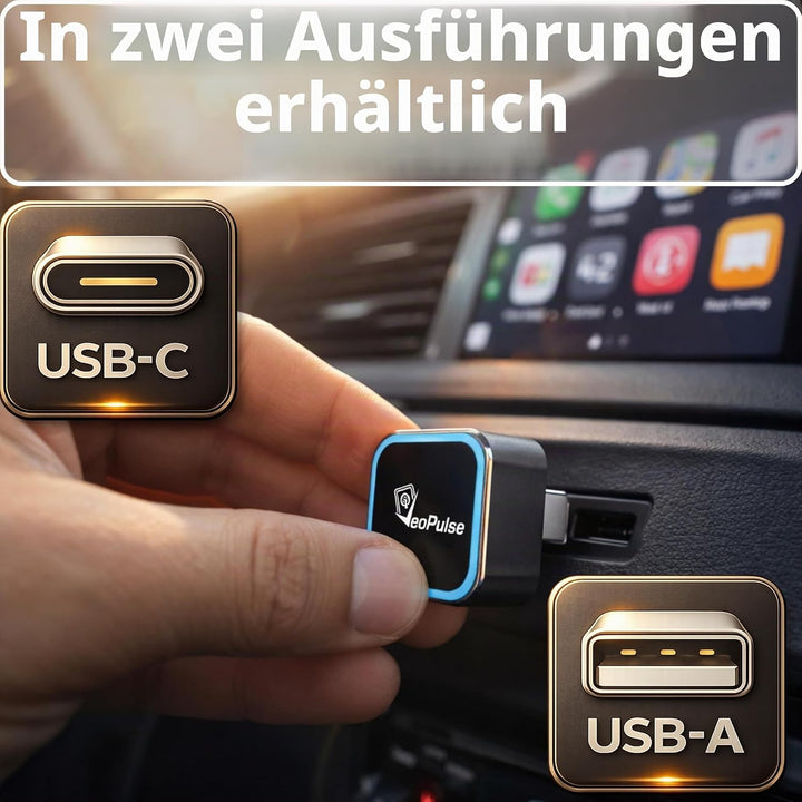 C-Pro USB-A Kabelloser CarPlay & Android Auto Adapter – Dual-Speicher (Ideal für Paare) – Zink-Gehäu