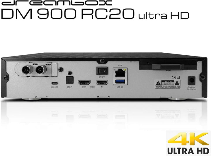 Dreambox DM900 RC20 4K UHD 1x Dual DVB-C/T2 Tuner E2 Linux PVR Receiver