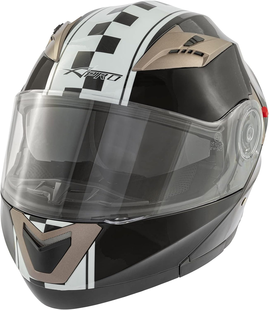 Motorradhelm Klapphelm Doppelvisier Grafik Touring Genehmigt ECE2205 Flip-Up 57-58 cm ( M) Schwarz,