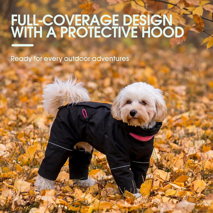 Kuoser Regenmantel Hund, Regenjacke Hund Wasserdicht, Schwarz XS, Schwarz XS