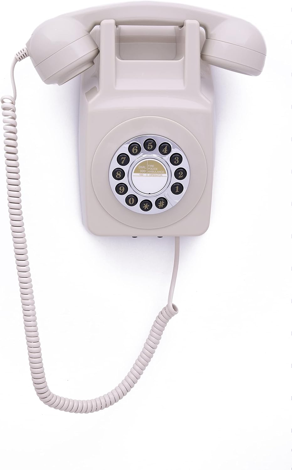 GPO 746WALL Retro Festznetztelefon mit Drucktasten zur Wandmontage mit authentischer Klingelton, Cre
