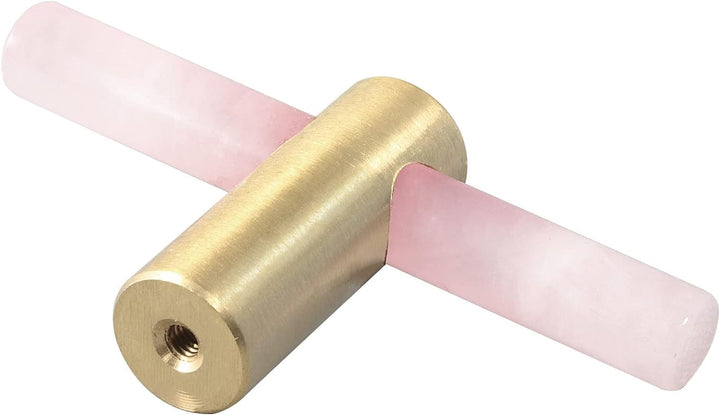 mookaitedecor Satz von 4 Rosenquarz T Bar natürlichen Kristall Wand Schublade Knöpfe und zieht Stein