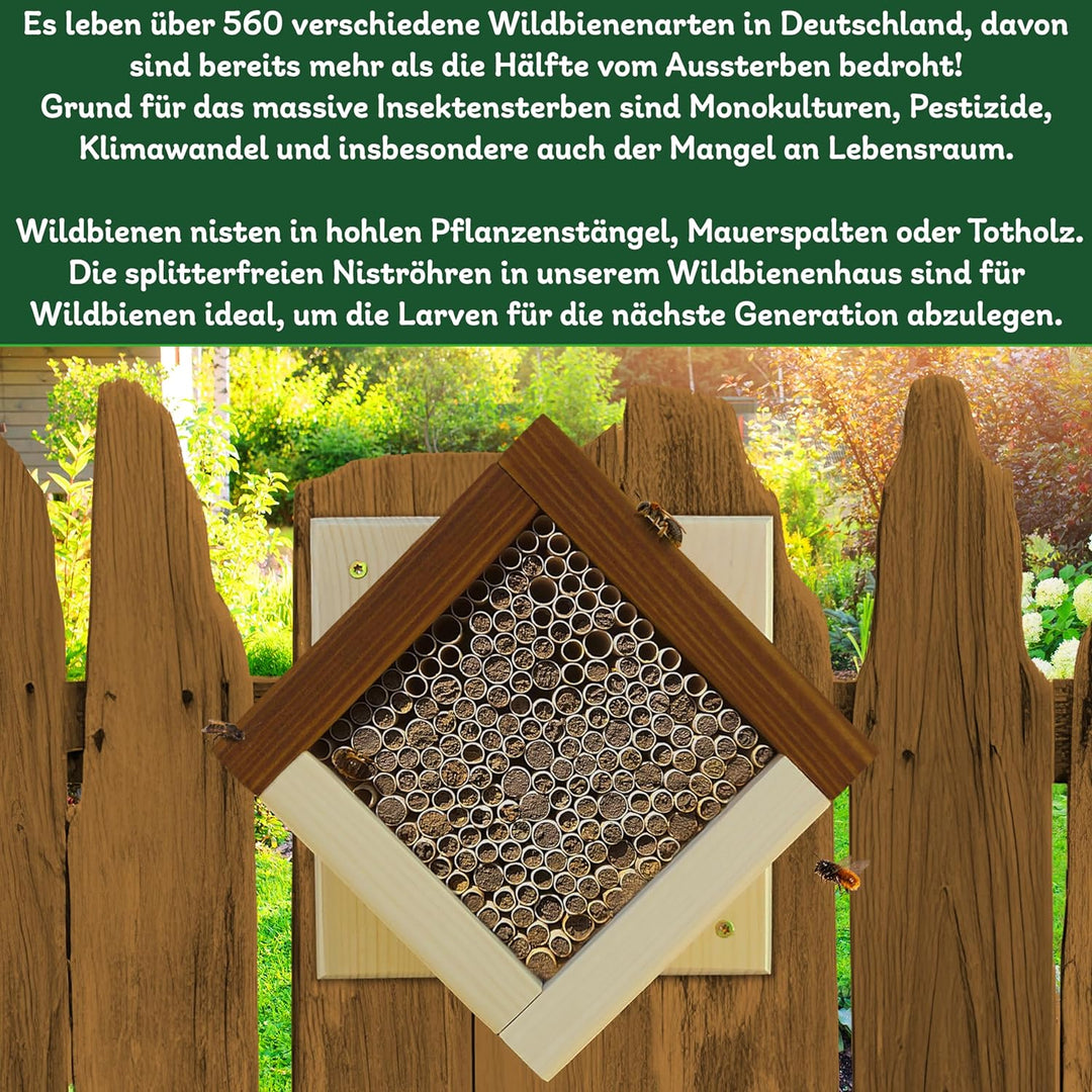 ERDENFREUND® Wildbienenhotel regenfeste Graspapier Nisthülsen 5-8 mm für mehrere Arten Insektenhotel