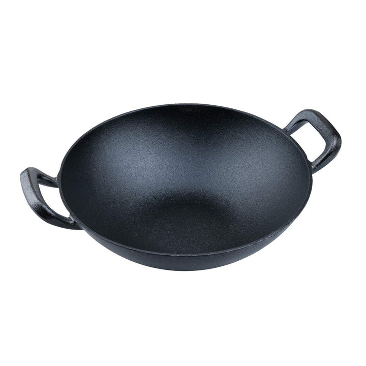 SANTOS Gusseisen Wokpfanne rund - Guss-Wok - Ø 32cm - 3,52 kg - Feuertopf - Grilltopf - ideal für La