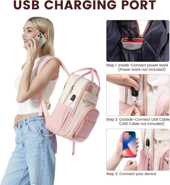 LOVEVOOK Rucksack Damen Laptop Rucksack 15.6 Zoll Schulrucksack Mädchen Teenager Wasserdicht Schulta