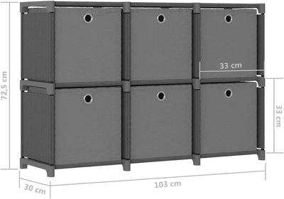 Tidyard Würfel-Regal mit Boxen 6 Fächer Wandregal Standregal Aktenregal Raumtrenner Büroregal Grau 1