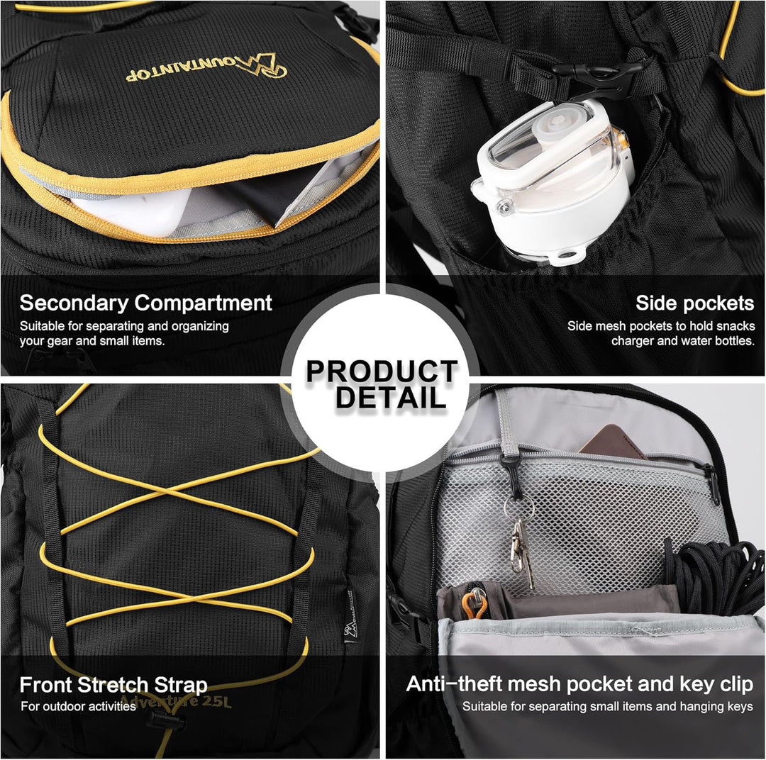 Mountaintop 25L/30L Wanderrucksack Daypack Damen Herren für Tageswanderungen, Outdoor, Radtouren 25L