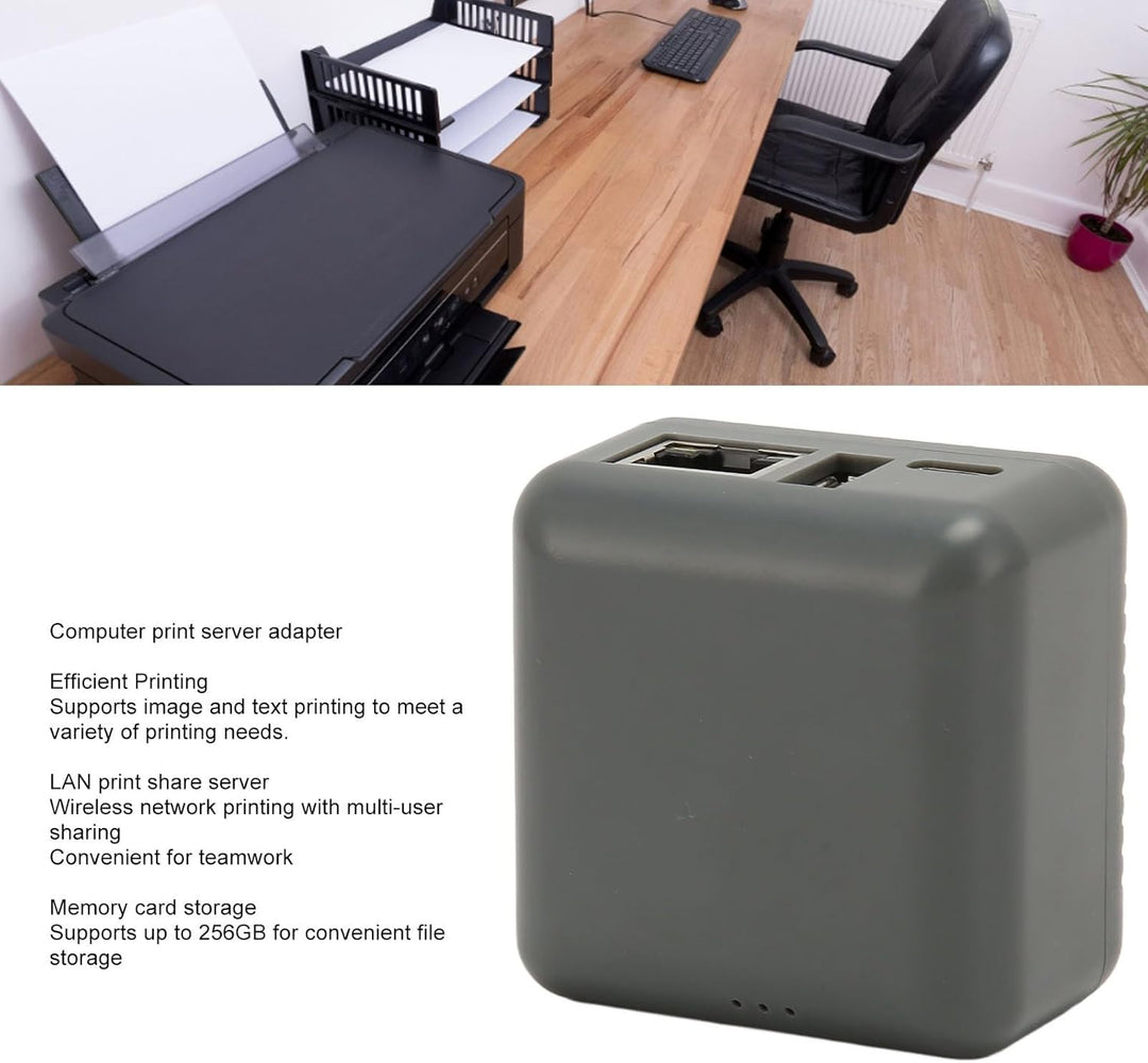 GOWENIC RJ45-Netzwerkanschluss, Netzwerk-USB-Druckerserver, WLAN-Netzwerkdruck, EIN Bis Viele Server