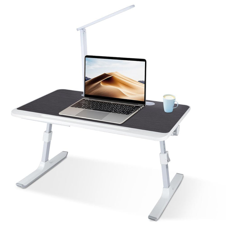 Laptop-Bett mit Beleuchtung, Schublade und zwei Fächern, Betttablett, höhenverstellbar, für Sofa und
