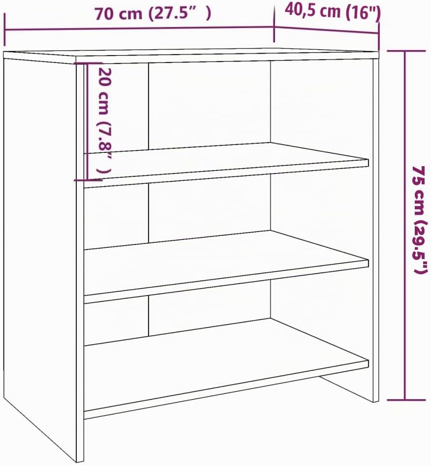 vidaXL Sideboard mit 3 Ablagen Kommode Anrichte Schrank Regal Beistellschrank Mehrzweckschrank Stand